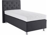 Boxspringbett, grau (anthrazit), B:134cm L:210cm, Bezug Unterbox und Kopfteil: Strukturstoff (77% Polyester und 23% Viskose);Bezug Obermatratze 100% Polyester, WESTFALIA SCHLAFKOMFORT, Komplettbetten, Boxspringbett, in diversen Ausführungen