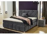 Boxspringbett JOCKENHÖFER GRUPPE "Bella erhältlich in 140 & 180cm Breite", grau (grau 372, 09), B:190cm L:226cm, Bettgestell und seitliche Einfassung der Matratzen: Mikrofaser, Samtähnlich (100% Polyester);Topper: 100% Polyurethan, Bezug (100% Polyester) abnehmbar und waschbar bis 60º C;Spiegelfläche der Matratze: 100% Polyester, Komplettbetten, Boxspringbett, mit Kaltschaum-Topper und Rauchglas-S