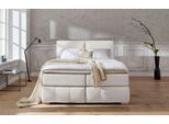 Boxspringbett HOME AFFAIRE "Wehma", beige (natur), B:170cm L:233cm, Struktur fein (100% Polyester), Komplettbetten, Boxspringbett, inkl. Topper in 3 verschiedenen Matratzen, auch in Samtstoff