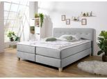 Boxspringbett HOME AFFAIRE "Fargo", grau, B:213cm L:227cm, Struktur fein (100% Polyester);Samtstoff (100% Polyester), Komplettbetten, Boxspringbett, in Überlänge 220 cm, mit Topper, 3 Ausführungen, 4, Breiten