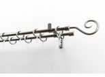 Gardinenstange GARESA "Clara", grau (chromfarben), L:140cm Ø:16mm, Kunststoff, Metall, Gardinenstangen, Gardinenstange, Vorhanggarnitur, mit Ringe und Haken, verlängerbar