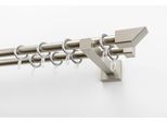 Gardinenstange GARESA "CUBUS", silber (mattchromfarben), L:200cm Ø:20mm, Holzwerkstoff, Metall, Gardinenstangen, Gardinenstange, Vorhanggarnitur, verlängerbar, Endknopf abgeschrägt, mit Ringe