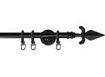 Gardinenstange GARESA "RUSTIKA", schwarz, L:360cm Ø:16mm, Metall, Gardinenstangen, Gardinenstange, rustikale Vorhanggarnitur, verlängerbar, m. Ringe, Endknopf Pfeil