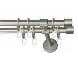Gardinenstange GARESA "RUSTIKA", silber (mattchromfarben), L:290cm Ø:16mm, Metall, Gardinenstangen, Gardinenstange, rustikale Vorhanggarnitur, verlängerbar, m. Ringe, Endkappe