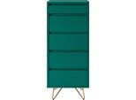 Hochkommode SALESFEVER "Bolton - Elegante Schubkastenkommode", grün (grün, gold), B:45cm H:110cm T:40cm, MDF, Metall, Sideboards, Hochkommode, Spiegel im Klappdeckel