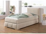 Boxspringbett HOME AFFAIRE "Wehma", beige, B:110cm L:213cm, Struktur fein (100% Polyester), Komplettbetten, Boxspringbett, inkl. Topper in 3 verschiedenen Matratzen, auch in Samtstoff