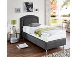 Boxspringbett, grau, B:104cm L:210cm, Bezug Unterbox und Kopfteil: Mikrovelours, strapazierfähig und pflegeleicht (100% Polyester);Bezug Obermatratze: 100% Polyester, waschbar bis 60C;Bezug Topper: 100% Polyester, waschbar bis 60C, WESTFALIA SCHLAFKOMFORT, Komplettbetten, Boxspringbett, mit Topper