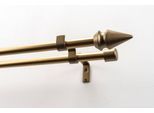 Gardinenstange GARESA "SPYRNA mit offenem Träger", gold (mattgoldfarben), L:130cm Ø:16mm, Holzwerkstoff, Metall, Gardinenstangen, Gardinenstange, Vorhanggarnitur, verlängerbar, Spitze, ohne Ringe