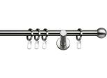 Gardinenstange INDEKO "Formentor" Gr. 4, silber (edelstahlfarben, silberfarben), L:240cm Ø:12mm, Stahl, Gardinenstangen, Gardinenstange, Komplett-Set inkl. Ringen und Montagematerial