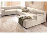Wohnlandschaft HOME AFFAIRE "Falk klare Linien, zeitlos und komfortabel, U-Form", beige (creme), B:320cm H:77cm T:90cm, Luxus-Microfaser (100% Polyester);Microfaser PRIMABELLE (100% Polyester);Microfaser in Antiklederoptik (100% Polyester), Sofas, Wohnlandschaft, mit Federkern und wahlweise mit Bettfunktion