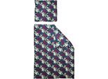 Bettwäsche ADAM "Jungle", lila (lila, blau), B/L: 135cm x 200cm, 1 Stk., 1 Stk., Renforcé, B/L: 80cm x 80cm, 2 Stk., Renforcé, Obermaterial: 100% Baumwolle, Bettwäsche, Bettwäsche, aus 100 % Bio-Baumwolle, 2 teilig - Bettwäsche Set