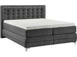 Boxspringbett MUSTERRING "Dubai", schwarz (d 040 anthrazit), B:197cm L:214cm, Komplettbetten, Boxspringbett, Winkelfuß in Chrom, 3 Härtegrade, Kopfteil in Kassettensteppung