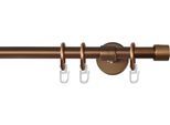 Gardinenstange GARESA "RUSTIKA", braun (bronzefarben), L:130cm Ø:16mm, Metall, Gardinenstangen, Gardinenstange, rustikale Vorhanggarnitur, verlängerbar, m. Ringe, Endkappe
