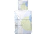 Bettwäsche PRIMERA "Bauhaus", blau (blau, grün), B/L: 155cm x 220cm, 1 Stk., 1 Stk., Perkal, B/L: 80cm x 80cm, 2 Stk., Perkal, Obermaterial: 100% Baumwolle, Bettwäsche, Bettwäsche, mit Grafikprint