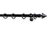 Gardinenstange GARESA "SEMARA", schwarz, L:240cm Ø:28mm, Holzwerkstoff, Kunststoff, Gardinenstangen, Gardinenstange, Vorhanggarnitur, Kunststoff, verlängerbar, mit Ringe/2 Lauf Gleiter