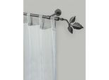 Gardinenstange GARESA "SHEET", grau (graphit), L:440cm Ø:16mm, Metall, Gardinenstangen, Gardinenstange, Vorhanggarnitur, verlängerbar, Knopf mit Blätter, ohne Ringe