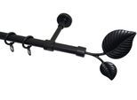 Gardinenstange GARESA "BLATT", schwarz, L:210cm Ø:20mm, Kunststoff, Metall, Gardinenstangen, Gardinenstange, Vorhanggarnitur, Kunststoff, verlängerbar, mit Ringe