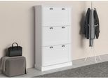 Schuhschrank OTTO HOME "Motala", weiß, B:80cm H:132cm T:30cm, Holzwerkstoff, Schränke, Schuhschrank, mit 3 Klappen, Platz für 18-20 paar Schuhe, Breite 80 cm, Höhe 132 cm