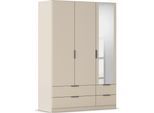 Kleiderschrank RAUCH "Drehtürenschrank Schrank Garderobe Ankleide Schlafzimmer LAGOA", beige (champagner), B:136cm H:197cm T:54cm, Holzwerkstoff, Schränke, Kleiderschrank, geräumige Schubladen, 3 Breiten, optional mit Aufsatz MADE IN GERMANY