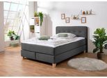 Boxspringbett HOME AFFAIRE "Fargo", grau (anthrazit), B:153cm L:227cm, Struktur fein (100% Polyester);Samtstoff (100% Polyester), Komplettbetten, Boxspringbett, in Überlänge 220 cm, mit Topper, 3 Ausführungen, 4, Breiten