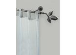 Gardinenstange GARESA "SHEET", grau (graphit), L:120cm Ø:16mm, Metall, Gardinenstangen, Gardinenstange, Vorhanggarnitur, verlängerbar, Knopf mit Blätter, ohne Ringe