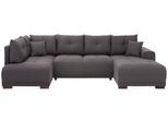 Wohnlandschaft HOME AFFAIRE "Viborg U-Form", grau (anthrazit), B:300cm H:91cm T:162cm, Filzoptik (100% Polyester);Struktur (100% Polyester);Struktur fein ( 100% Polyester), Sofas, Wohnlandschaft, mit Regal in der Armlehne, wahlweise mit Bettfunktion