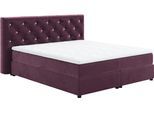 Boxspringbett COTTA "Castle", lila, B:207cm L:222cm, 100% Polyester (PES), Komplettbetten, Boxspringbett, mit Strasssteinen im Kopfteil, inkl. Topper