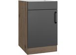 Spülenschrank WIHO KÜCHEN "Elba", schwarz (front: schwarz, korpus: halifax eiche braun), B:60cm H:82cm T:57cm, Holzwerkstoff, Schränke, Spülenschrank, in den Breiten 50 und 60 cm