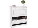 Schuhschrank OTTO HOME "Rustic", weiß, Für 6-8 Paar Schuhe, Schränke, Schuhschrank, aus massiver Kiefer, 2 Schuhklappen, für 6-8 Paar, Kassettenoptik