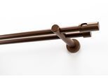Gardinenstange GARESA "PANDRI", braun (bronzefarben), L:270cm Ø:20mm, Holzwerkstoff, Metall, Gardinenstangen, Gardinenstange, Vorhanggarnitur, verlängerbar, gerader Knopf mit Ausschnitt
