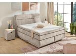 Boxspringbett JOCKENHÖFER GRUPPE "Queen, inklusive Strauraum/Bettkasten", beige (beige, grau 460, 29), B:195cm L:230cm, Bezug Bett: Chenille (100% Polyester);Topper und Matratzenspiegel: 100% Polyester, Komplettbetten, Boxspringbett, 7-Zonen-TTFK-Matratze, KS-Topper, verschiedene Härtegrade wählbar