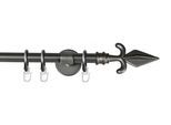 Gardinenstange GARESA "RUSTIKA", grau (graphit), L:140cm Ø:16mm, Metall, Gardinenstangen, Gardinenstange, rustikale Vorhanggarnitur, verlängerbar, m. Ringe, Endknopf Pfeil