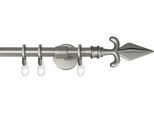 Gardinenstange GARESA "RUSTIKA", silber (mattchromfarben), L:180cm Ø:16mm, Metall, Gardinenstangen, Gardinenstange, rustikale Vorhanggarnitur, verlängerbar, m. Ringe, Endknopf Pfeil