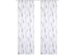 Vorhang HOME WOHNIDEEN "PAOLO" Gr. 3, grau (stein), B:140cm H:225cm, Voile, Polyester, Gardinen, Vorhang, 2er Pack Kräuselbandschal PAOLO bedruckt