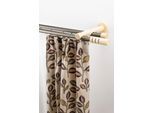 Gardinenstange GARESA "PEMPIA", beige (mattchromfarben, natur), L:390cm Ø:20mm, Holzwerkstoff, Metall, Gardinenstangen, Gardinenstange, Vorhanggarnitur, verlängerbar, Knopf m.Ausschnitte