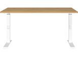 Schreibtisch GERMANIA "Downey", braun (grandson, eiche, nachbildung, weiß, weiß, grandson, eiche, nachbildung), B:140cm H:91cm T:80cm, Tische, Schreibtisch, höhenverstellbar von 68-91 cm, verfügbar in verschiedenen Breiten