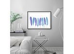 Bild QUEENCE "Bello", blau (farbe rahmen: schwarz, farbe bild(er): blau, lila), B:60cm H:50cm, Acrylglas, Holz, Papier, Bilder, Bild, gerahmt, Federn