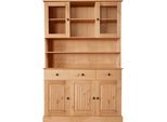 Buffet OTTO HOME "Liotta", beige (natur gebeizt, gewachst), B:118cm H:180cm T:34cm, Massivholz, Schränke, Buffet, mit 2 Schubkasten u. 6 verstellbare Einlegeböden, massives Kiefernholz