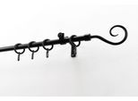 Gardinenstange GARESA "Clara", schwarz, L:380cm Ø:16mm, Kunststoff, Metall, Gardinenstangen, Gardinenstange, Vorhanggarnitur, mit Ringe und Haken, verlängerbar