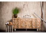 Sideboard OTTO HOME "Spring", gelb (mango, weiß), B:160cm H:85cm T:45cm, Sideboards, Sideboard, Kommode aus massivem Mangoholz, Breite 160 cm