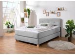 Boxspringbett HOME AFFAIRE "Fargo", grau, B:133cm L:207cm, Struktur fein (100% Polyester);Samtstoff (100% Polyester), Komplettbetten, Boxspringbett, inkl. Topper, in 3 Matratzenarten, in Samt- oder Strukturstoff