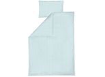 Kinderbettwäsche JULIUS ZÖLLNER "Planty", blau (aqua), B/L: 100cm x 135cm, 1 Stk., 1 Stk., Jersey, B/L: 40cm x 60cm, 2 Stk., Jersey, Obermaterial: 100% Baumwolle, Bettwäsche, Kinderbettwäsche