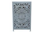 Stauraumschrank OTTO HOME "Kenmare", grau, B:100cm H:165cm T:40cm, Massivholz, Schränke, Stauraumschrank, Mangoholz, dekorative Schnitzereien, Breite 100 cm