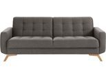 3-Sitzer EXXPO - SOFA FASHION "Fiord, aktuelles Design, tolle Detailverarbeitung im Sitz und Rücken", grau, B:222cm H:87cm T:89cm, Vintage (100% Polyester);Webvelours (100% Polyester), Sofas, 3-Sitzer, bequem, wahlweise Kippcouch mit Bettfunktion und Bettkasten, Holzfuß