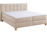 Boxspringbett HOME AFFAIRE "Moulay", beige, B:194cm L:231cm, Komplettbetten, Boxspringbett, inkl. Topper, in Überlänge 220 cm, 3 Härtegrade, auch in H4