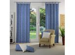 Vorhang WIRTH "Toco-Ranke" Gr. 3, blau, B:132cm H:225cm, Chenille, Polyacryl, Polyester, Gardinen, Vorhang