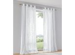 Vorhang KUTTI "Jasmin Vorhang", weiß, B:135cm H:145cm, Polyester, Gardinen, Vorhang, halbtransparent, leicht und luftig, bestickt
