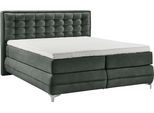 Boxspringbett MUSTERRING "Dubai", schwarz (d 520 anthrazit), B:217cm L:214cm, Komplettbetten, Boxspringbett, Winkelfuß in Chrom, 3 Härtegrade, Kopfteil in Kassettensteppung