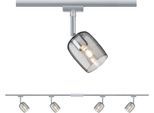 PAULMANN Schienensystem-Leuchten "URail Set G10 Blossom Rauch Chrom matt max. 4x10W Schienensystem", silber (chromfarben, chromfarben), Ø 7,7cm H: 21cm, 1 Stk., Leuchten, G9, Schienensystem-Leuchten