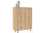 Highboard HOME AFFAIRE "Murano, B/H 131/154 cm, 2 Türen, Stauraumschrank, Hochkommode", braun (eiche cadiz dekor), B:131cm H:154cm T:43cm, Sideboards, Highboard, Formgebogenes MDF, Stirnseiten mit Rundung, Füße und Griffe aus Metall
